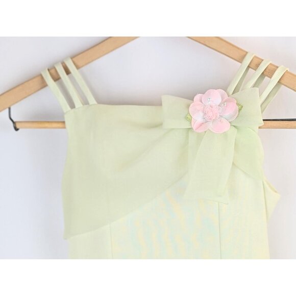 Vtg 1990s Girls Size 8 Mint Green Formal Crinoline Dress Flower Girl Graduation - Picture 2 of 7